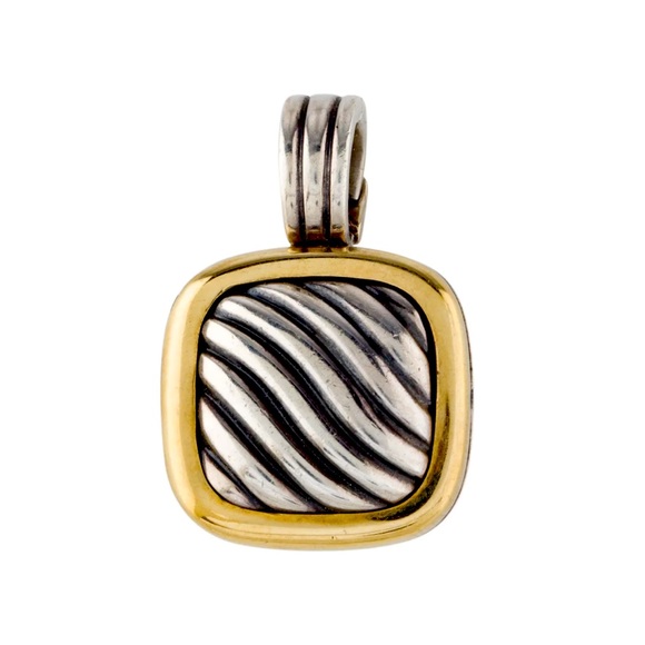 David Yurman Jewelry - David Yurman 18K Gold & Sterling Silver Sculpted Cable Square Locket Pendant